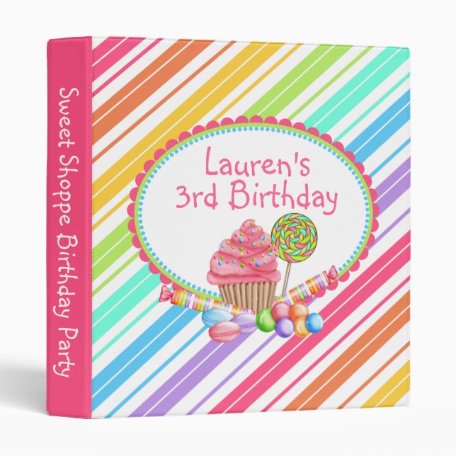 wonderland stripe Candy Cupcake Photo Album Binder (Front/Spine)