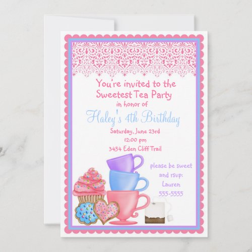 Wonderland Tea Party Birthday Invitations