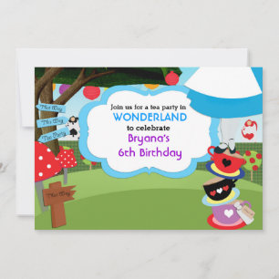 Wonderland Tea Party Birthday Invitations
