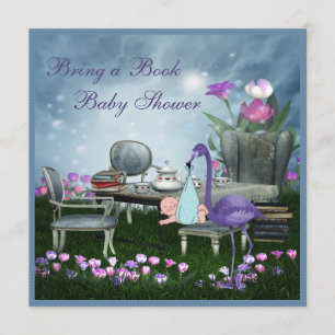 Wonderland Tea Party Bring A Book Baby Shower Invitation