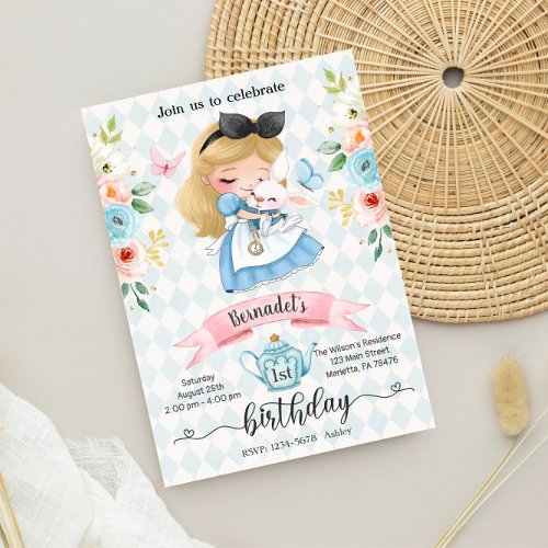 Wonderland Tea Party Girl Birthday Invitation