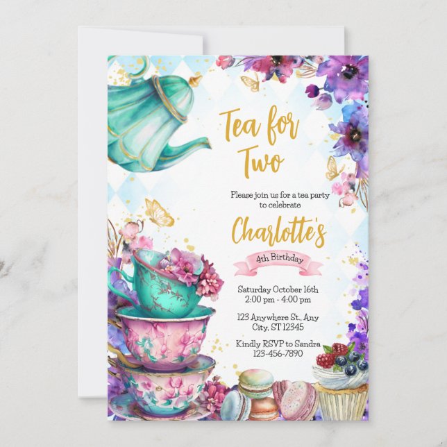 `wonderland Tea party Invitation (Front)