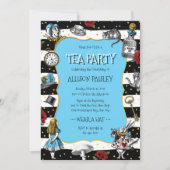 Wonderland Tea Party Whimsical Blue Invitation (Front)