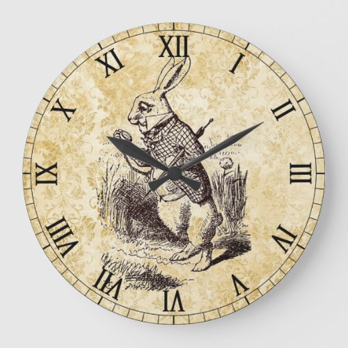 Wonderland Vintage White Rabbit Large Clock