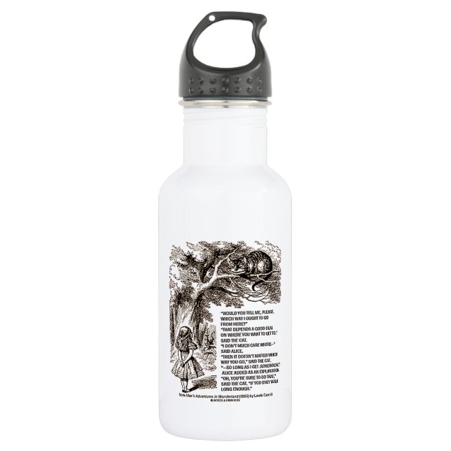 Wonderland Which Way I Ought To Go From Here Stainless Steel Water Bottle (Front)