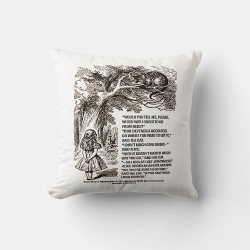 Wonderland Which Way I Ought To Go Quote Throw Pillow