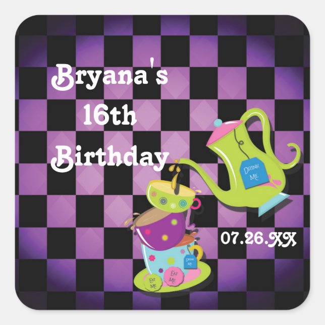 Wonderland Whimsical Mad Tea Party Sticker (Front)