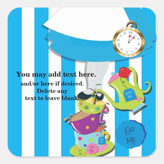 Wonderland Whimsical Tea Cups Party Sticker (Front)