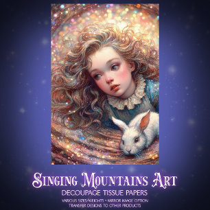 Wonderland Whimsy Alice and Rabbit Decoupage Tissue Paper