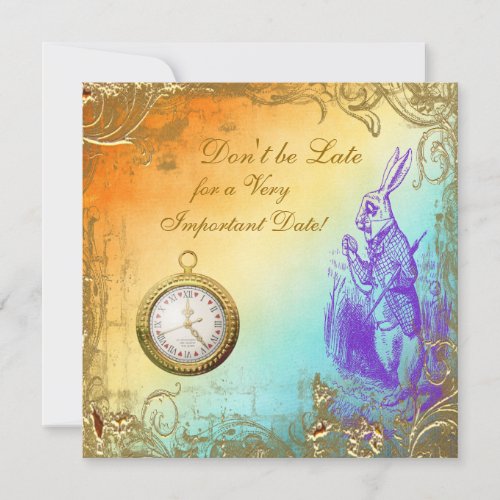 Wonderland White Rabbit Baby Shower Tea Party Invite