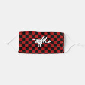 Wonderland White Rabbit Black & Red Checkerboard Adult Cloth Face Mask (Front, Folded)