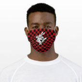 Wonderland White Rabbit Black & Red Checkerboard Adult Cloth Face Mask (Worn)