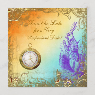 Wonderland White Rabbit Bridal Shower Tea Party Invitation