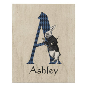 Wonderland White Rabbit Letter A Faux Canvas Print