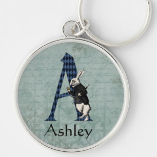 Wonderland White Rabbit Letter A Keychain