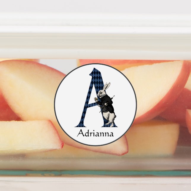 Wonderland White Rabbit Letter A  Labels (Affixed)