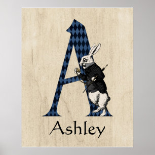 Wonderland White Rabbit Letter A Poster