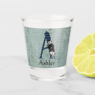 Wonderland White Rabbit Letter A Shot Glass