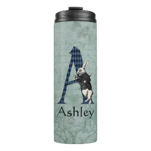 Wonderland White Rabbit Letter A Thermal Tumbler
