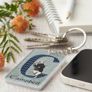 Wonderland White Rabbit Letter C   Keychain