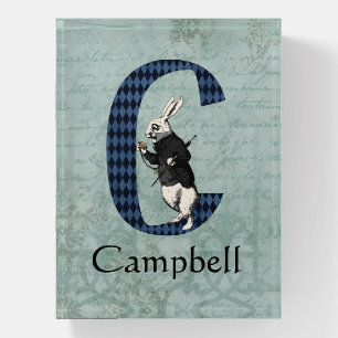 Wonderland White Rabbit Letter C   Paperweight