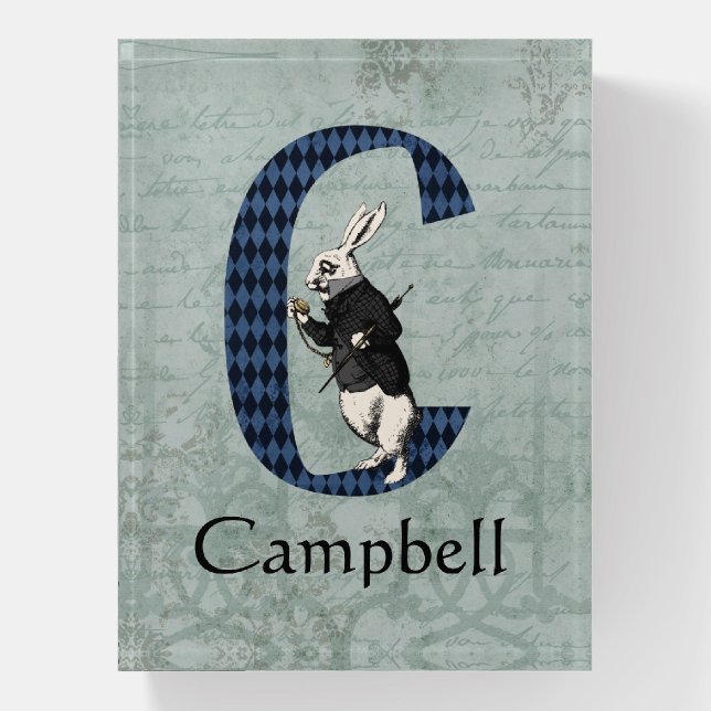 Wonderland White Rabbit Letter C   Paperweight (Vertical)