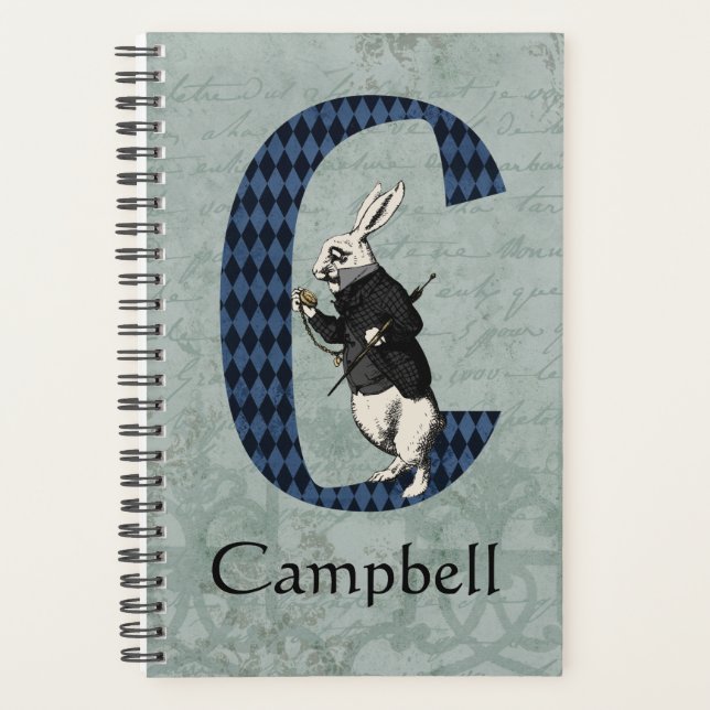 Wonderland White Rabbit Letter C  Planner (Front)
