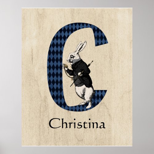 Wonderland White Rabbit Letter C  Poster