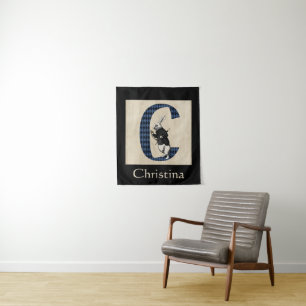 Wonderland White Rabbit Letter C Tapestry
