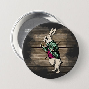 Wonderland White Rabbit Mint Button