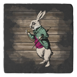 Wonderland White Rabbit Mint Trivet