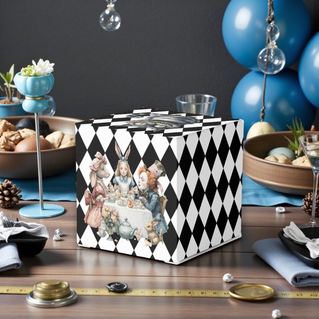 Wonderland with Black White Diamonds Birthday Favor Boxes (Creator Uploaded)
