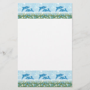 Wonderous Dolphins In The Sparkling Mystical Sea Stationery