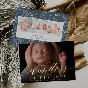 Wonders Holiday Photo Foil Birth Announcement