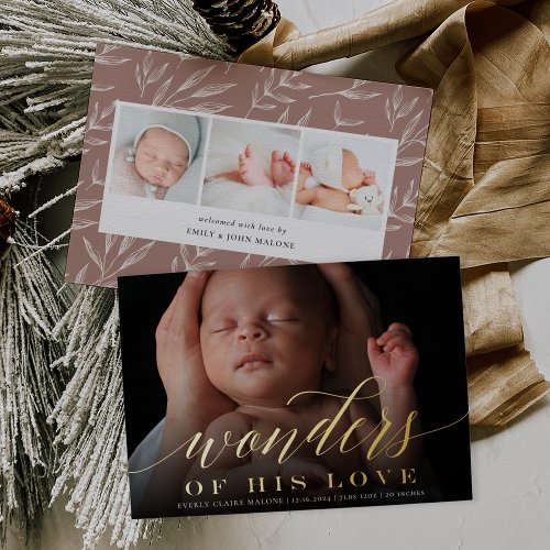 Wonders  Holiday Photo Foil Birth Announcement