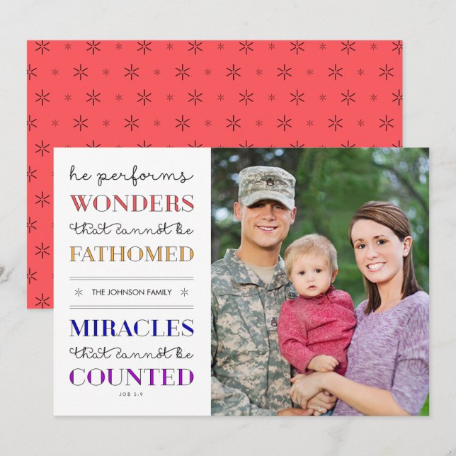 Wonders & Miracles Christmas Holiday Photo Flat Card (Front/Back)