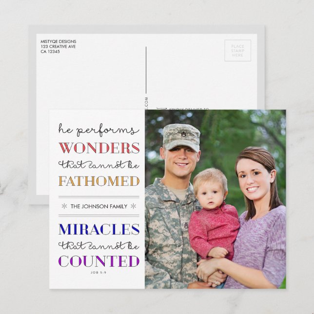 Wonders & Miracles Christmas Photo Holiday Postcard (Front/Back)