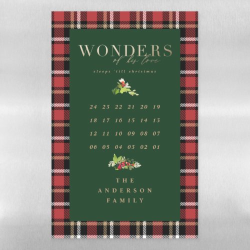 Wonders of his love advent calendar gold magnetic dry erase sheet