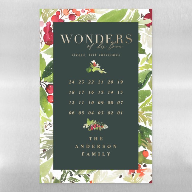 Wonders of his love advent calendar gold magnetic dry erase sheet (Vertical)