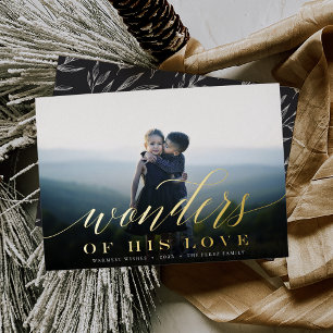 Wonders of His Love Full Photo Foil Holiday Card
