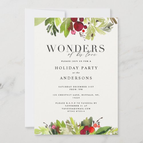 Wonders of his love holiday party invitation