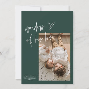 Wonders Of His Love One Photo Religious Christmas Holiday Card