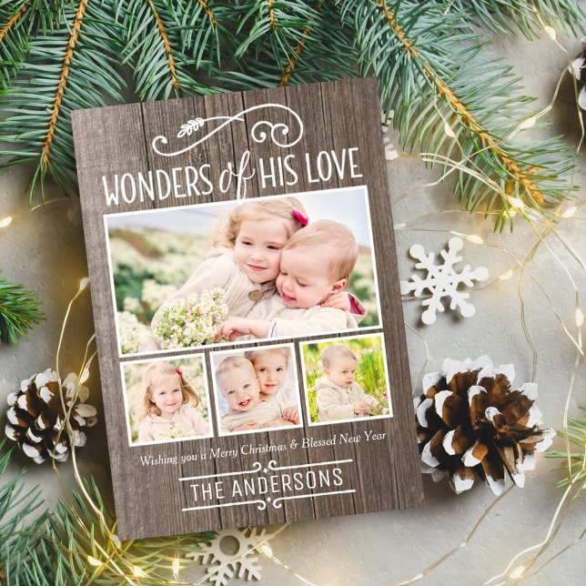 Wonders of His Love Photo Merry Christmas Holiday Card (Creator Uploaded)