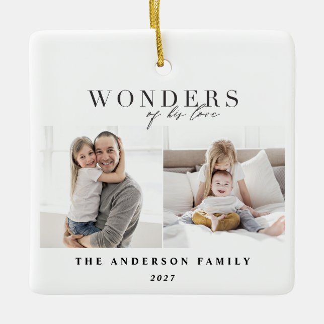 Wonders of his love religious Christmas Ceramic Ornament (Front)