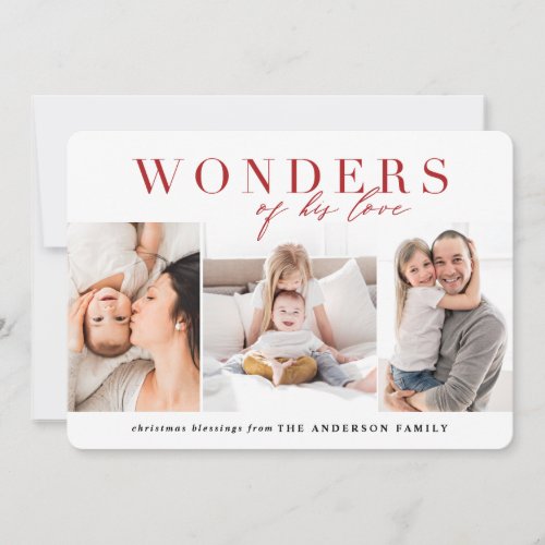 Wonders of his love religious Christmas Holiday Card