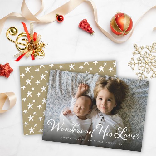 Wonders of His Love Religious Christmas Photo Holiday Card