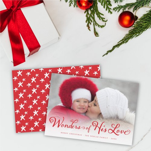 Wonders of His Love Religious Christmas Photo Holiday Card