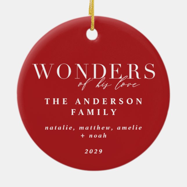 Wonders of his love religious Christmas photograph Ceramic Ornament (Back)