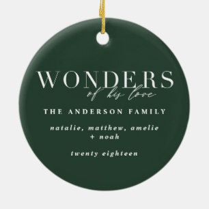 Wonders of his love religious Christmas plaid Ceramic Ornament