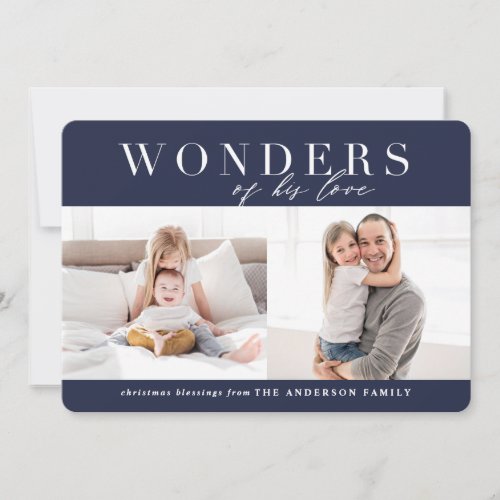 Wonders of his love religious multiphoto Christmas Holiday Card